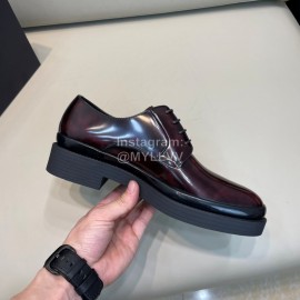 Prada Cowhide Lace Up Casual Business Shoes For Men Reddish Brown