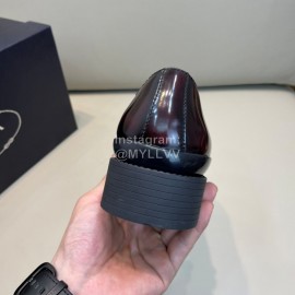 Prada Cowhide Lace Up Casual Business Shoes For Men Reddish Brown