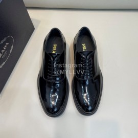 Prada New Cowhide Lace Up Casual Business Shoes For Men Black