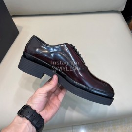 Prada New Cowhide Lace Up Casual Business Shoes For Men Reddish Brown