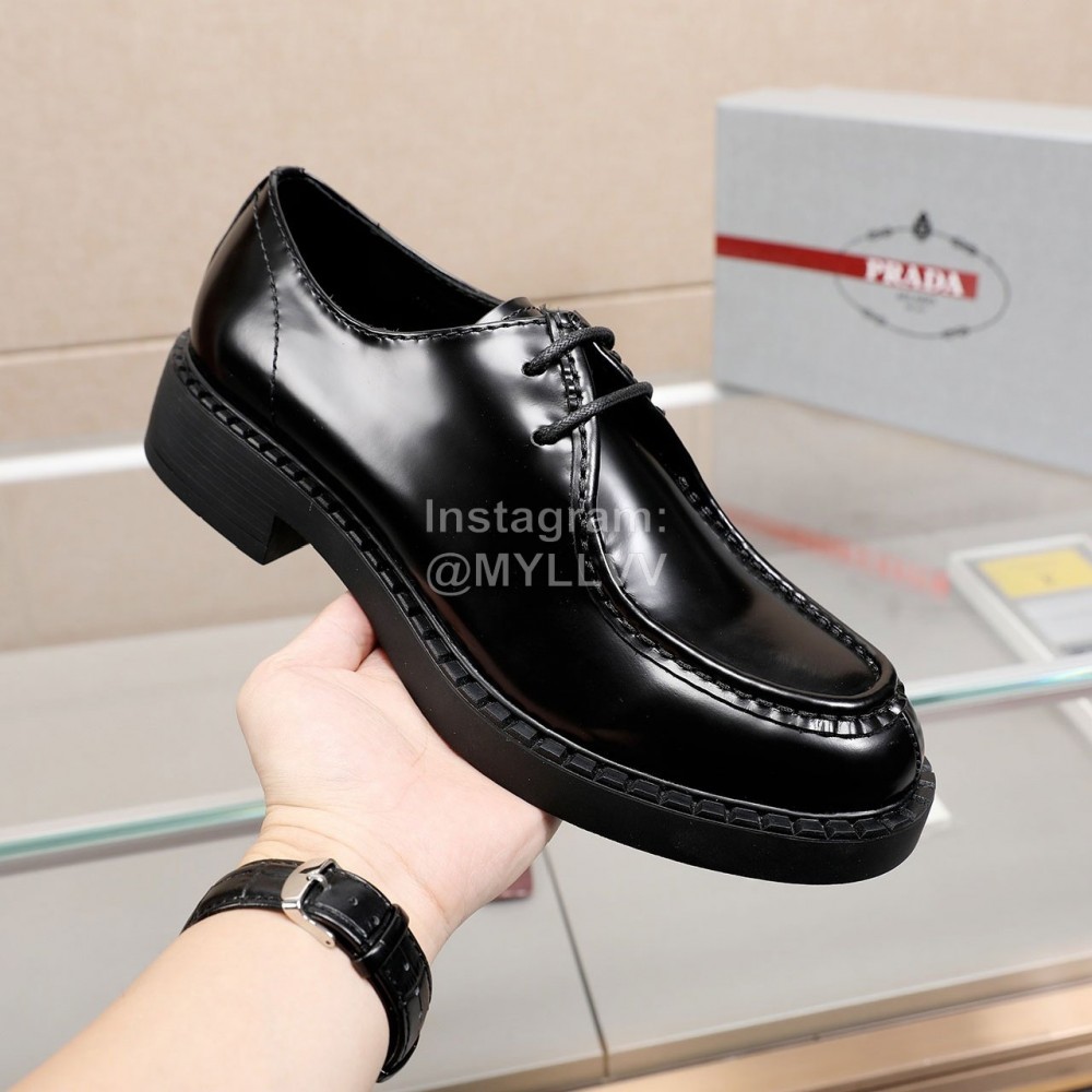 Prada New Cowhide Casual Business Shoes For Men Black