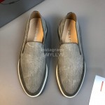 Prada Cowhide Casual Loafers For Men Gray