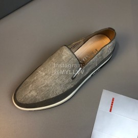Prada Cowhide Casual Loafers For Men Gray