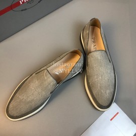 Prada Cowhide Casual Loafers For Men Gray
