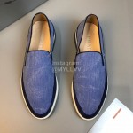 Prada Cowhide Casual Loafers For Men Blue