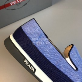 Prada Cowhide Casual Loafers For Men Blue