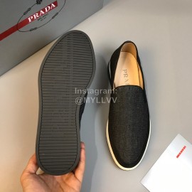 Prada Cowhide Casual Loafers For Men Black