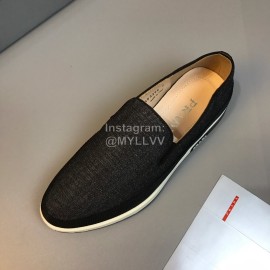 Prada Cowhide Casual Loafers For Men Black