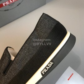 Prada Cowhide Casual Loafers For Men Black