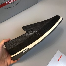 Prada Cowhide Casual Loafers For Men Black