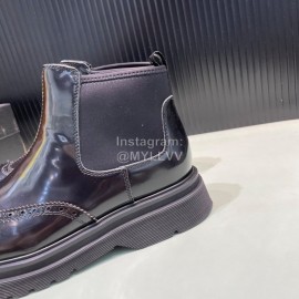 Prada Calf Leather Canvas High Top Shoes For Men 