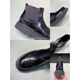 Prada Calf Leather Canvas High Top Shoes For Men 