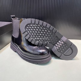 Prada Calf Leather Canvas High Top Shoes For Men Black