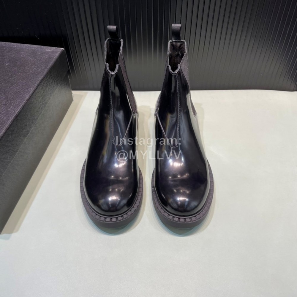 Prada Black Calf Leather Canvas High Top Shoes For Men 