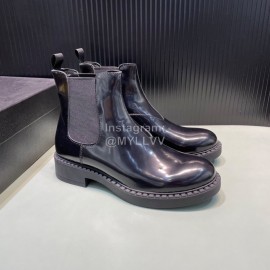 Prada Black Calf Leather Canvas High Top Shoes For Men 