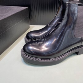 Prada Black Calf Leather Canvas High Top Shoes For Men 