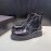 Prada Calf Leather Canvas Lace Up High Top Shoes For Men Black