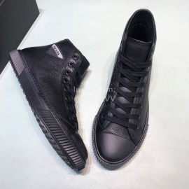 Prada Fashion Cowhide High Top Casual Shoes For Men Black