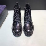 Prada Cowhide Velvet Lining High Top Casual Shoes For Men Black