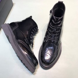 Prada Cowhide Velvet Lining High Top Casual Shoes For Men Black