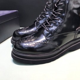 Prada Cowhide Velvet Lining High Top Casual Shoes For Men Black