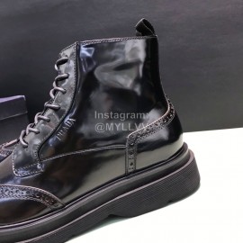 Prada Cowhide Velvet Lining High Top Casual Shoes For Men Black