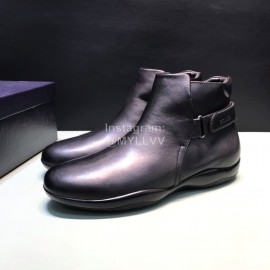Prada Black Cowhide High Top Casual Shoes For Men 