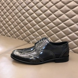 Prada Carved Cowhide Lace Up Casual Business Shoes For Men Gray