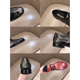 Prada Carved Cowhide Lace Up Casual Business Shoes For Men Gray