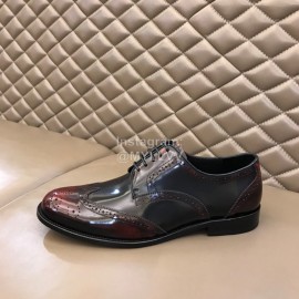 Prada Carved Cowhide Lace Up Casual Business Shoes For Men Reddish Brown