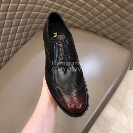 Prada Carved Cowhide Lace Up Casual Business Shoes For Men Reddish Brown