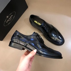 Prada Carved Cowhide Lace Up Casual Business Shoes For Men Blue