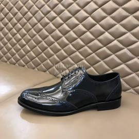 Prada Carved Cowhide Lace Up Casual Business Shoes For Men Blue