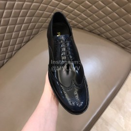 Prada Carved Cowhide Lace Up Casual Business Shoes For Men Blue