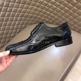 Prada Carved Cowhide Lace Up Casual Business Shoes For Men Blue