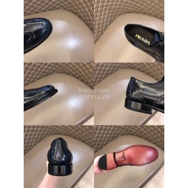 Prada Carved Cowhide Lace Up Casual Business Shoes For Men Blue