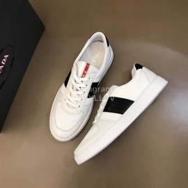 Prada Cowhide Casual Sneakers For Men White