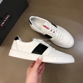 Prada Cowhide Casual Sneakers For Men White