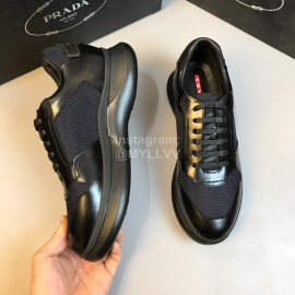 Prada Mesh Cowhide Casual Sneakers For Men Black