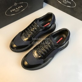 Prada Mesh Cowhide Casual Sneakers For Men Black