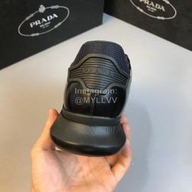 Prada Mesh Cowhide Casual Sneakers For Men Black