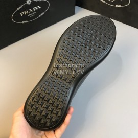 Prada Mesh Cowhide Casual Sneakers For Men Wine Red