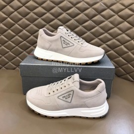 Prada Velvet Cowhide Thick Soled Sneakers For Men Gray