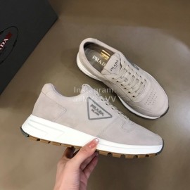 Prada Velvet Cowhide Thick Soled Sneakers For Men Gray