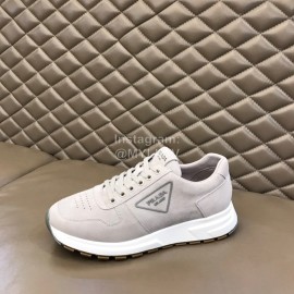 Prada Velvet Cowhide Thick Soled Sneakers For Men Gray
