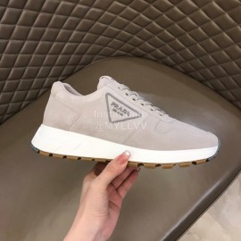 Prada Velvet Cowhide Thick Soled Sneakers For Men Gray