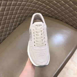 Prada Velvet Cowhide Thick Soled Sneakers For Men Gray