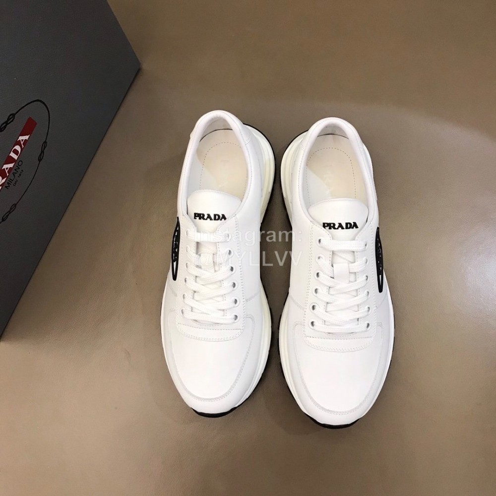 Prada Cowhide Thick Soled Sneakers For Men White