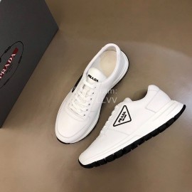 Prada Cowhide Thick Soled Sneakers For Men White