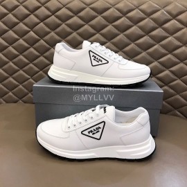 Prada Cowhide Thick Soled Sneakers For Men White